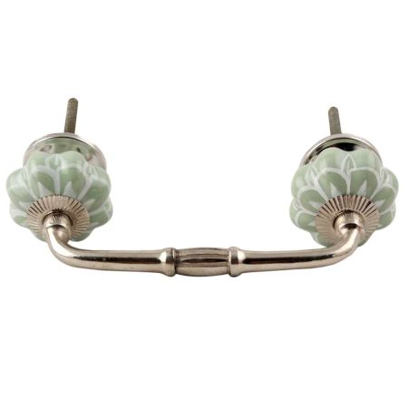 Sage Green Flower Medium Ceramic Melon Bridge Handle
